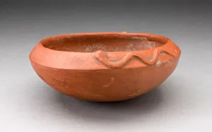 Redware Prints: Redware Bowl with Molded Snake-like Form on Rim, A. D. 1450 / 1532. Creator: Unknown