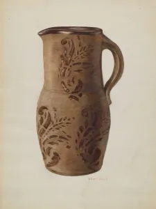 Jacob Betty Prints: Redware Pitcher, probably 1939 / 1940. Creator: Betty Jacob