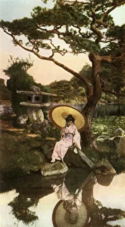 In Lotus Land Japan Prints: Reflections, 1910. Creator: Herbert Ponting