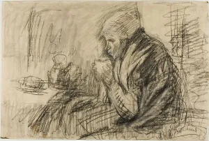 Warming Prints: Refreshment, c.1895. Creator: Jozef Israels