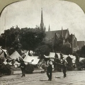 Tent City Collection: Refugees camp in Jefferson Square, 1906. Creator: Unknown
