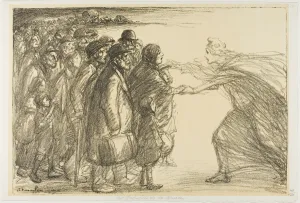 Suitcase Prints: Refugees from the Meuse, 1915. Creator: Theophile Alexandre Steinlen