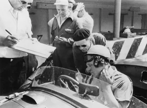 Crash Helmet Prints: Reg Parnell in Aston Martin DB3S, Monza, 1952