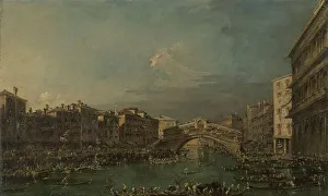Regatta Prints: Regatta on the Grand Canal, near the Rialto Bridge