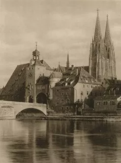 Danube Gallery: Regensburg - Bridge-Gate and Cathedral Towers, 1931. Artist: Kurt Hielscher
