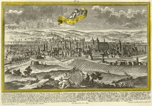 River Danube Prints: Regensburg, c1740. Creator: Johann Georg Ringlin
