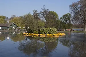 Regents Park - Reflections of the gardens around the childrens boating pond, London, NW1 Regents Park - Reflections of the gardens around the childrens boating pond, London, NW1
