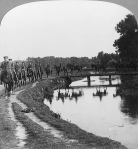 Viscount Allenby Prints: A regiment of Allenbys cavalry behind the line