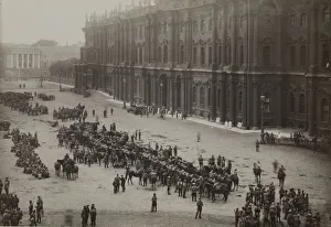 Bolshevic Prints: Regiments summoned back from the war front by the Provisional Government on Palace Square
