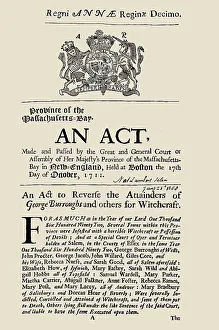 Regni Annae Reginae decimo. The 1711 act of the Massachusetts legislature to reverse the... 1711. Creator: Historic Object