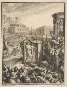Torturer Prints: Regulus Condemned to the Most Horrible Torture, 18th century. Creator: Pierre Chenu