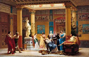 Rehearsal of Joueur de flute and La femme de Diomede in the Atrium of Prince Napoleons Pompeian Artist: Boulanger, Gustave Clarence Rodolphe (1824-1888)