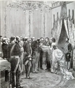 Siglo Xix Prints: Reign of Alphonse XII, birth of the Infanta Maria de las Mercedes