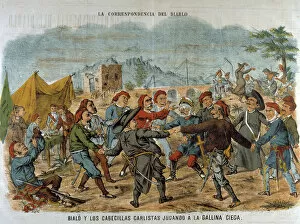 Reign of Amadeo of Savoy, cartoon against Carlism, published in the journal La Flaca 1871