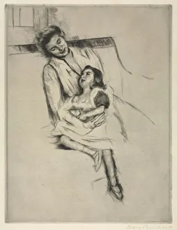 1844 1926 Prints: Reine and Margot Seated on a Sofa, c. 1902. Creator: Mary Cassatt (American, 1844-1926)