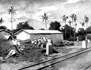 Reinforcements for Uganda: arrival of an Indian Contingent at Mombasa - regimental store on... 1898 Creator: George Montbard