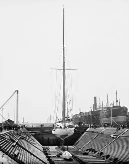 Graving Dock Prints: Reliance in dry dock, 1903. Creator: Unknown
