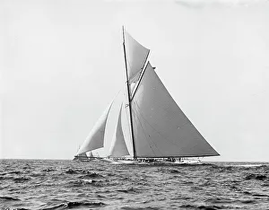 Ng Herreshoff Prints: Reliance before the start, Aug. 22, 03, 1903 Aug 22, c1903. Creator: Unknown
