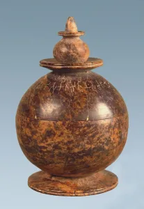 Relic Casket inscribed with Brahmi script from Piprahwa, 3rd cen. BC. Creator: Indian Art