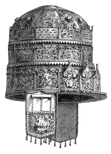 Relics from Abyssinia: golden triple crown of the Abuna, 1868. Creator: Unknown