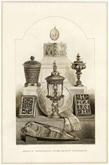 Images Dated 24th April 2007: Relics associated with Queen Elizabeth I, (19th century). Artist: J Williams