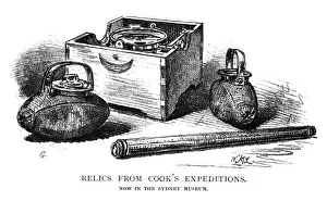 Relics from Cooks expeditions, 1886. Artist: W Macleod