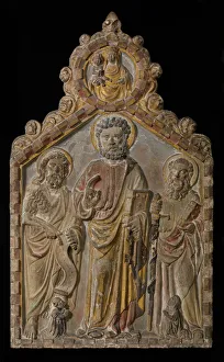 Tarsus Prints: Relief Altarpiece with Saints Peter, Paul, and John the Baptist, Italian, 1408