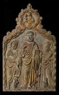 Relief Altarpiece with Saints Peter, Paul, and John the Baptist, Italian, 1408