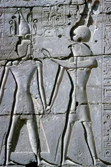 Relief of Amun-Ra giving life to Rameses II, Temple of Rameses II, Luxor, Egypt, c1250 BC