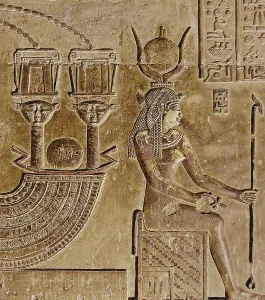 Limestone Prints: Relief of Cleopatra VII as Goddess Hathor, ca 69-30 BC. Creator: Ancient Egypt