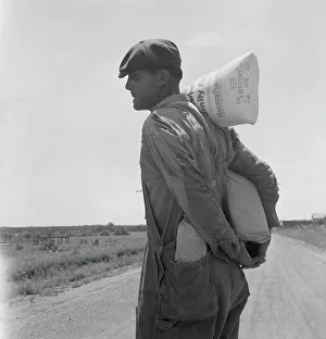 Flour Prints: Relief client near Oil City, Carter County, Oklahoma, 1937. Creator: Dorothea Lange
