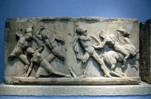 Relief depicting Greek soldiers fighting Amazons