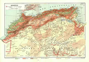 Algeria Africa Prints: Relief Map of Berberie, 1914. Creator: Unknown