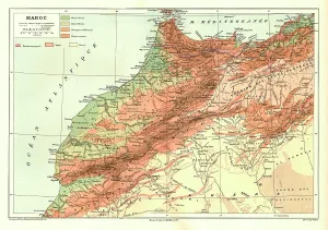 Morocco North Africa Prints: Relief Map of Maroc, 1914. Creator: Unknown