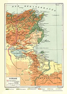 Sahara Prints: Relief Map of Tunisie, 1914. Creator: Unknown