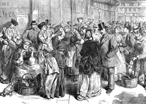 Shortage Prints: Relief of Paris: venders of poultry and rabbits - scene near the rue Lafayette