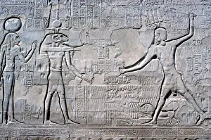 Relief of Pharaoh before Knum & Sekhmet, Temple of Khnum, Ptolemaic & Roman Periods Relief of Pharaoh before Knum & Sekhmet, Temple of Khnum, Ptolemaic & Roman Periods