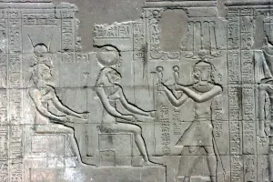 Relief of Pharaoh before Sekhmet, Temple of Khnum, Ptolemaic & Roman Periods Relief of Pharaoh before Sekhmet, Temple of Khnum, Ptolemaic & Roman Periods