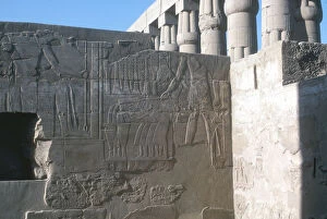 30th Dynasty Gallery: Relief of the Pharaoh smiting his enemies, Temple sacred to Amun, Mut and Khons, Luxor, Egypt