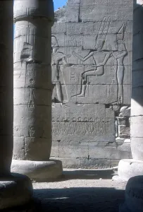Relief of Rameses II before Amun and Mut, The Ramesseum, Temple of Rameses II, Luxor, Egypt Relief of Rameses II before Amun and Mut, The Ramesseum, Temple of Rameses II, Luxor, Egypt