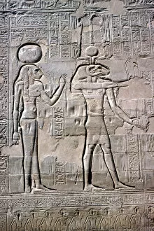 Relief Collection: Detail of a relief of Sekhmet and Knum, Temple of Khnum, Ptolemaic & Roman Periods