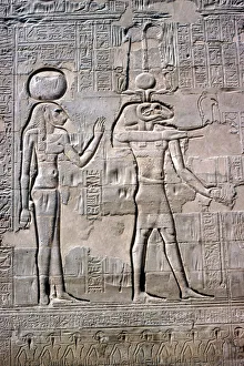 Detail of a relief of Sekhmet and Knum, Temple of Khnum, Ptolemaic & Roman Periods Detail of a relief of Sekhmet and Knum, Temple of Khnum, Ptolemaic & Roman Periods