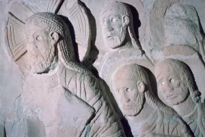 Detail of a relief showing Christ entering Jerusalem, 12th century Detail of a relief showing Christ entering Jerusalem, 12th century