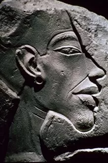 Amenhotep Iv Collection: Relief showing the head of Akhenaten, 14th century BC