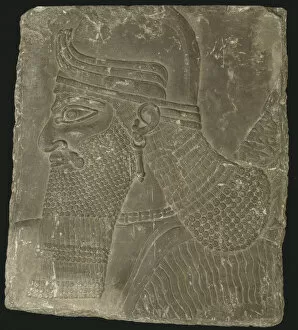 Assyria Collection: Relief Showing the Head of a Winged Genius, Neo-Assyrian Period