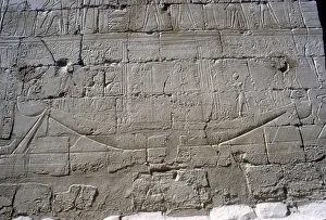 Relief showing the Solar Boat in the annual procesion, Temple of Amun, Karnak Relief showing the Solar Boat in the annual procesion, Temple of Amun, Karnak