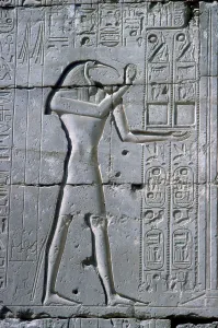 Baboon Prints: Relief showing Thoth, The Ramesseum, Temple of Rameses II, Luxor, Egypt, c1300 BC