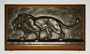 Antoine Louis Barye Collection: Relief of a Walking Lion, 1850 / 1900. Creator: Antoine-Louis Barye