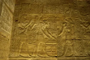 Reliefs depicting Egyptians gods, Temple of Edfu, Egypt, Ptolemaic period, 237-57 BC (2003). Creator: LTL