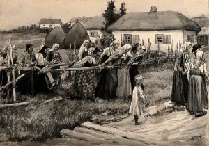 Misery Prints: A religious cholera procession in rural Russia (from the series of watercolors Russian revolution)
